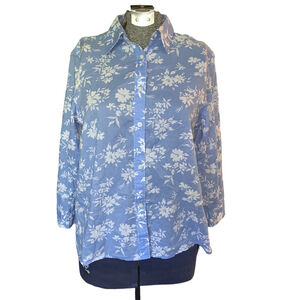 Women's Lauren Ralph Lauren Floral Button-Up Shirt Size M Blue